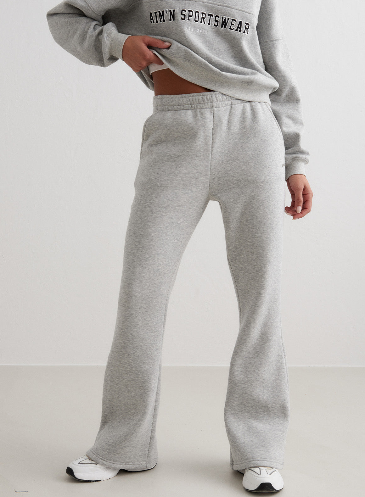 Grey Melange Flare Sweatpants AIMN NZ