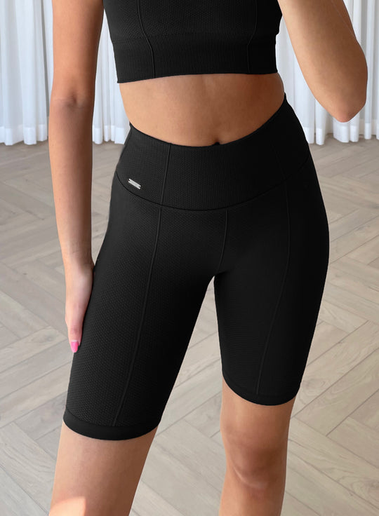 Black Luxe Seamless Biker Shorts AIMN NZ