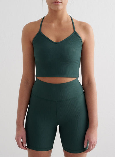 Deep Emerald Ribbed Performance Bralette